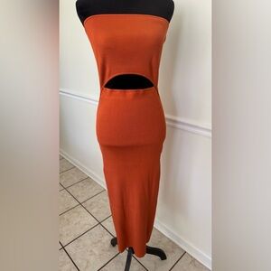 Chic Strapless Orange Dress